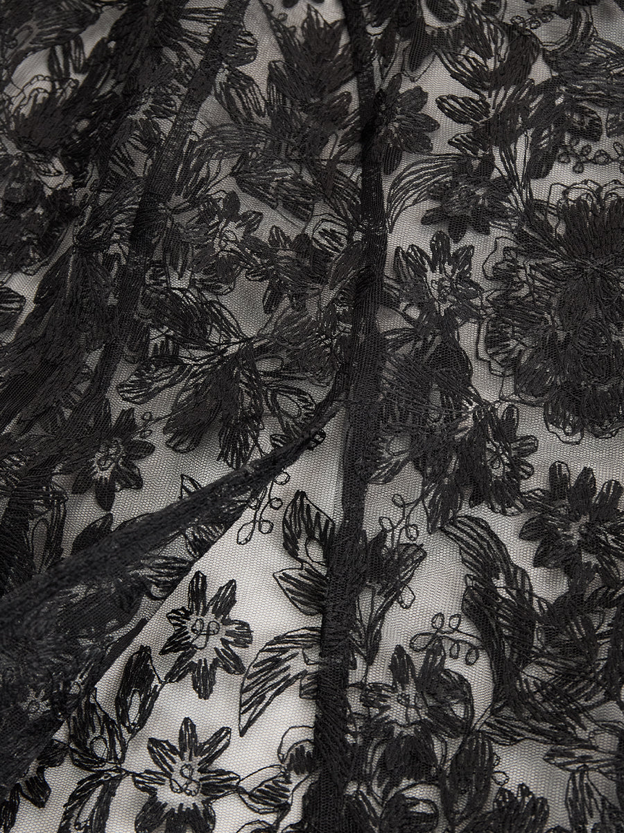 Elegant Tailored Blazer Panel Lace Gown Set