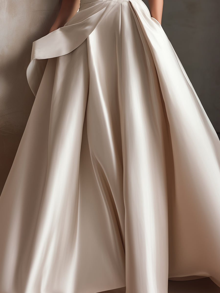 One-Shoulder Sculpted Pleated Ball Evening Dress