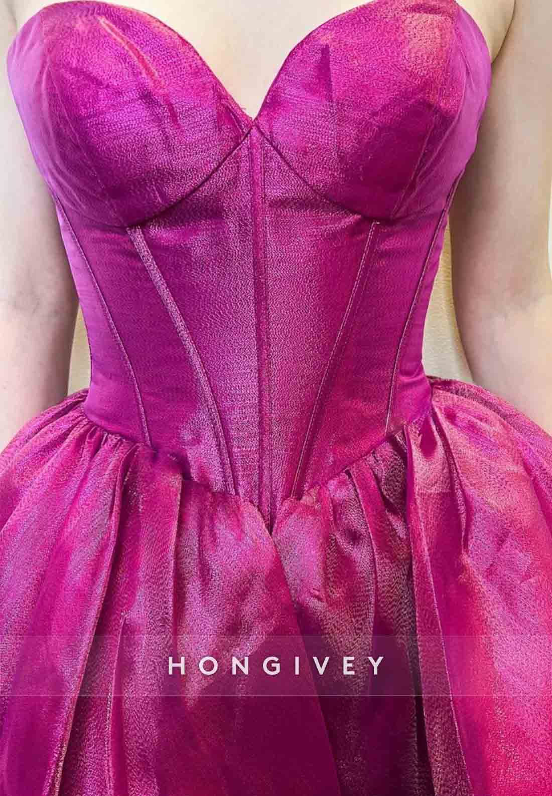 Strapless A-Line Pleated Sweetheart Low Back Short Homecoming Dresses