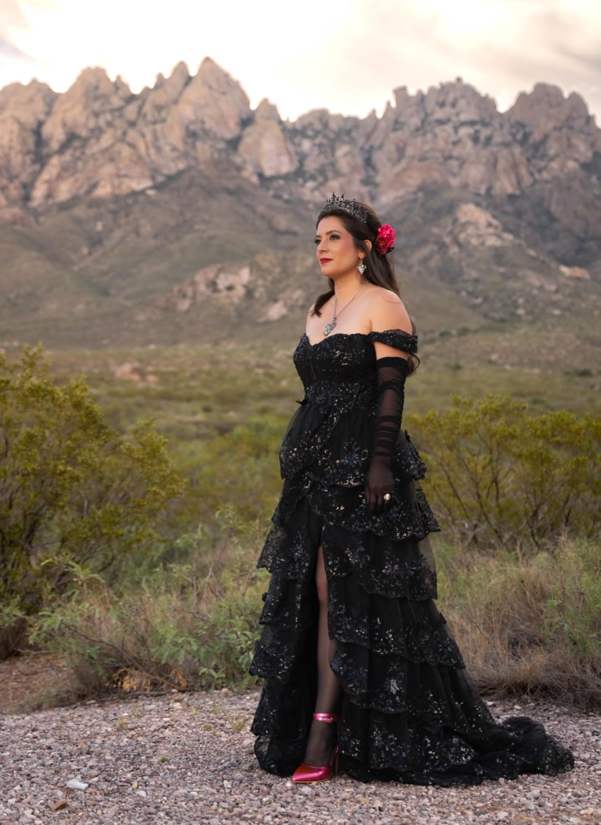 HONGIVEY Glitter Lilac Tiered Prom Gown Straps Sweetheart with Train Homecoming Party Dress