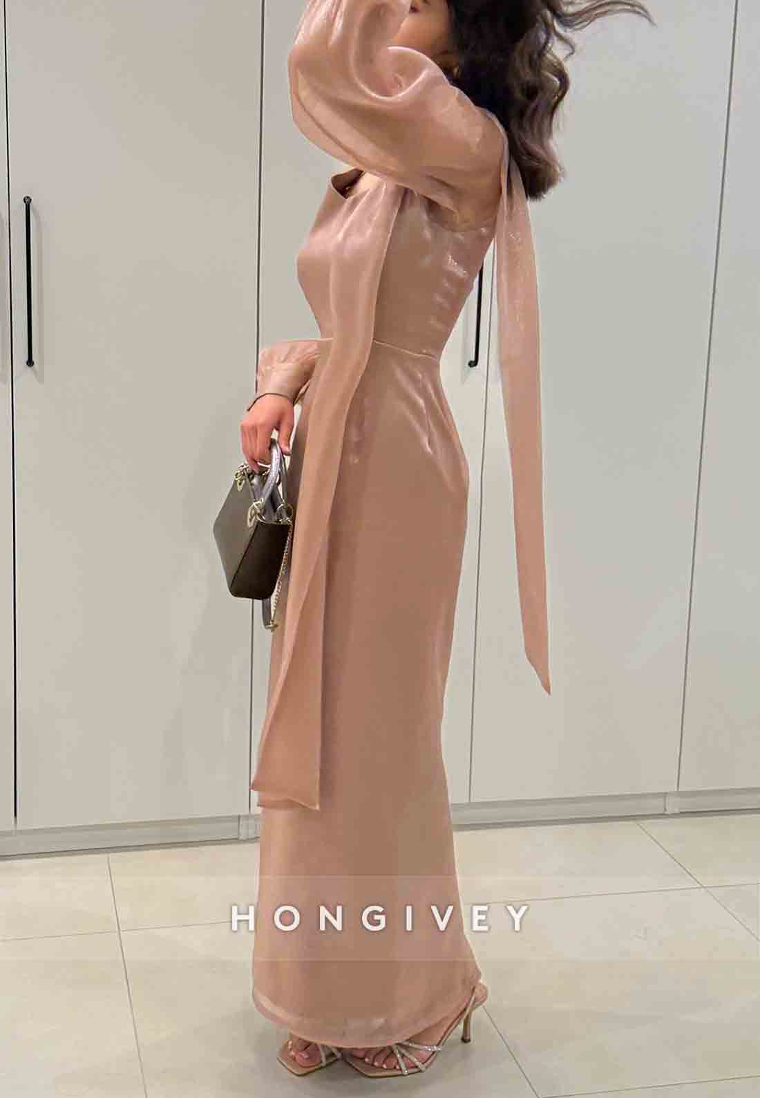 Sheath Long Sleeves Evening Gowns Ankle-Length Halter Evening Gowns