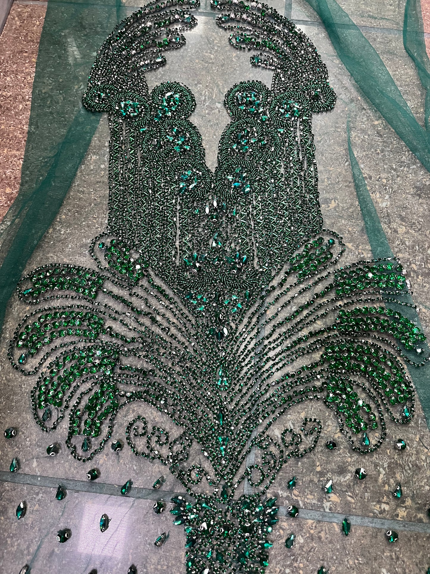 Dark Green Scoop Sleeveless Mermaid Prom Dress With Beadings Crystals