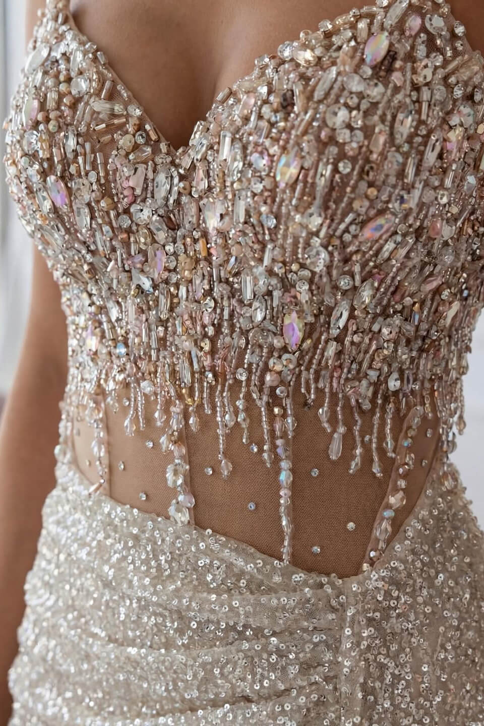 Sweetheart Sleeveless Mermaid Prom Dress Sequins With Split Beadings Crystals