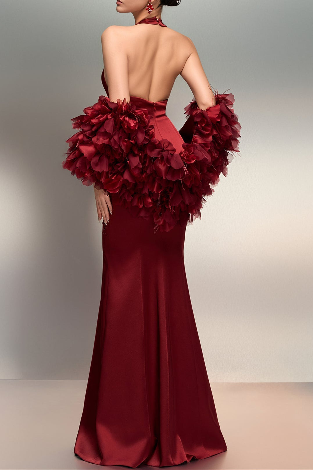 Halter Sleeveless Backless Shawl Mermaid Evening Dress