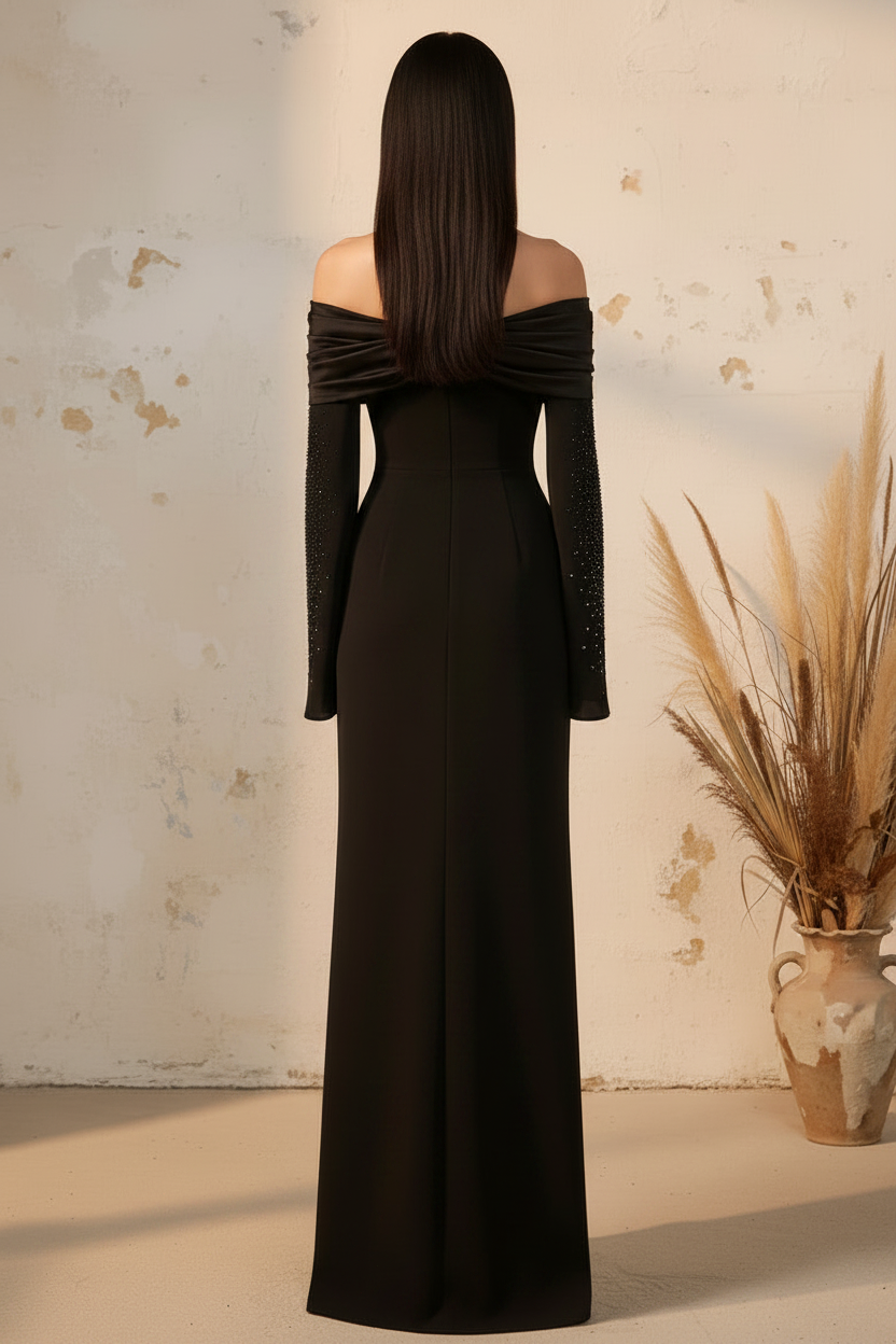 Off the Shoulder Cape Sleeve Mermaid Evening Dress