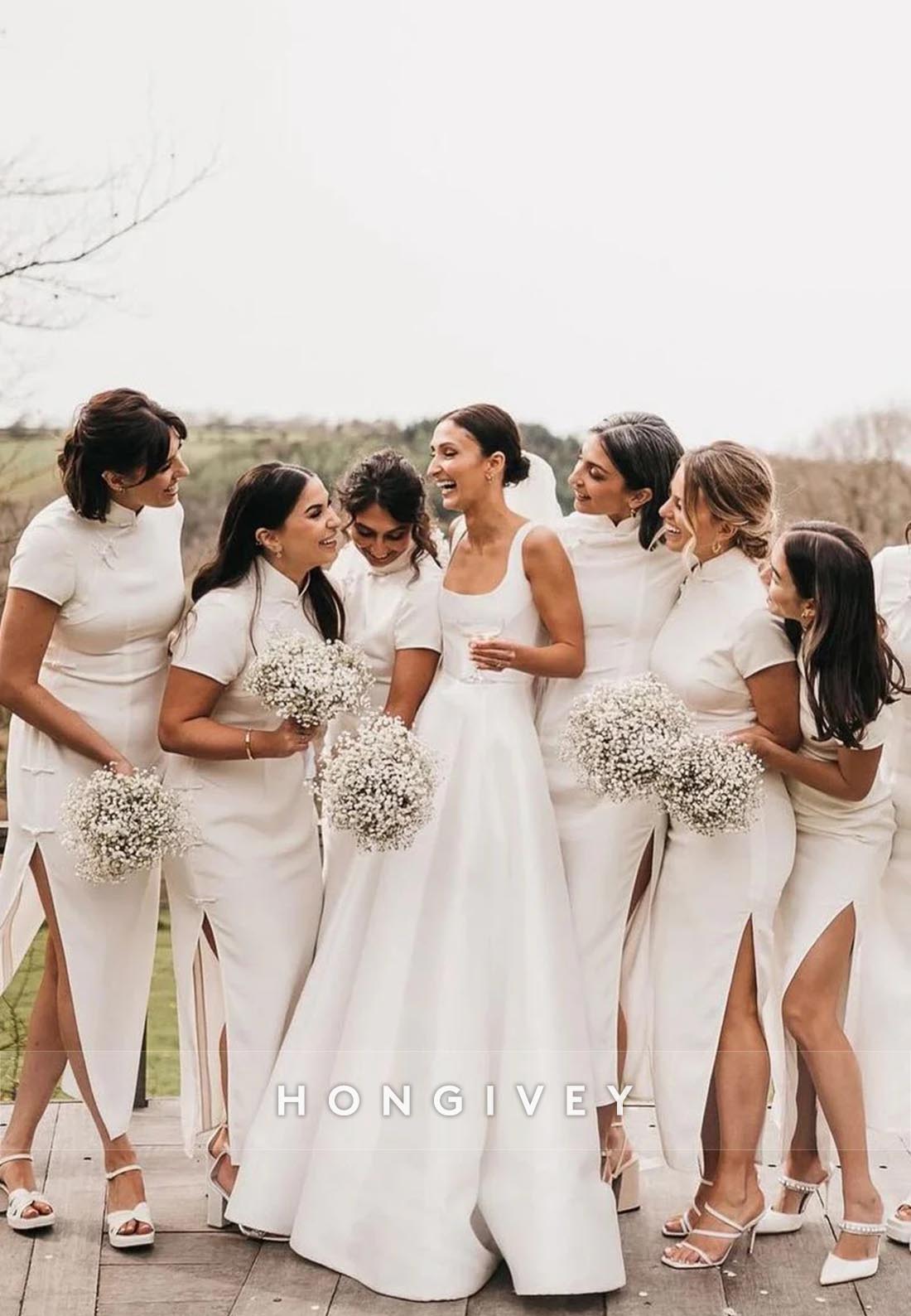 Regular Straps Satin Princess Square Pleated Low Back Wedding Dresses