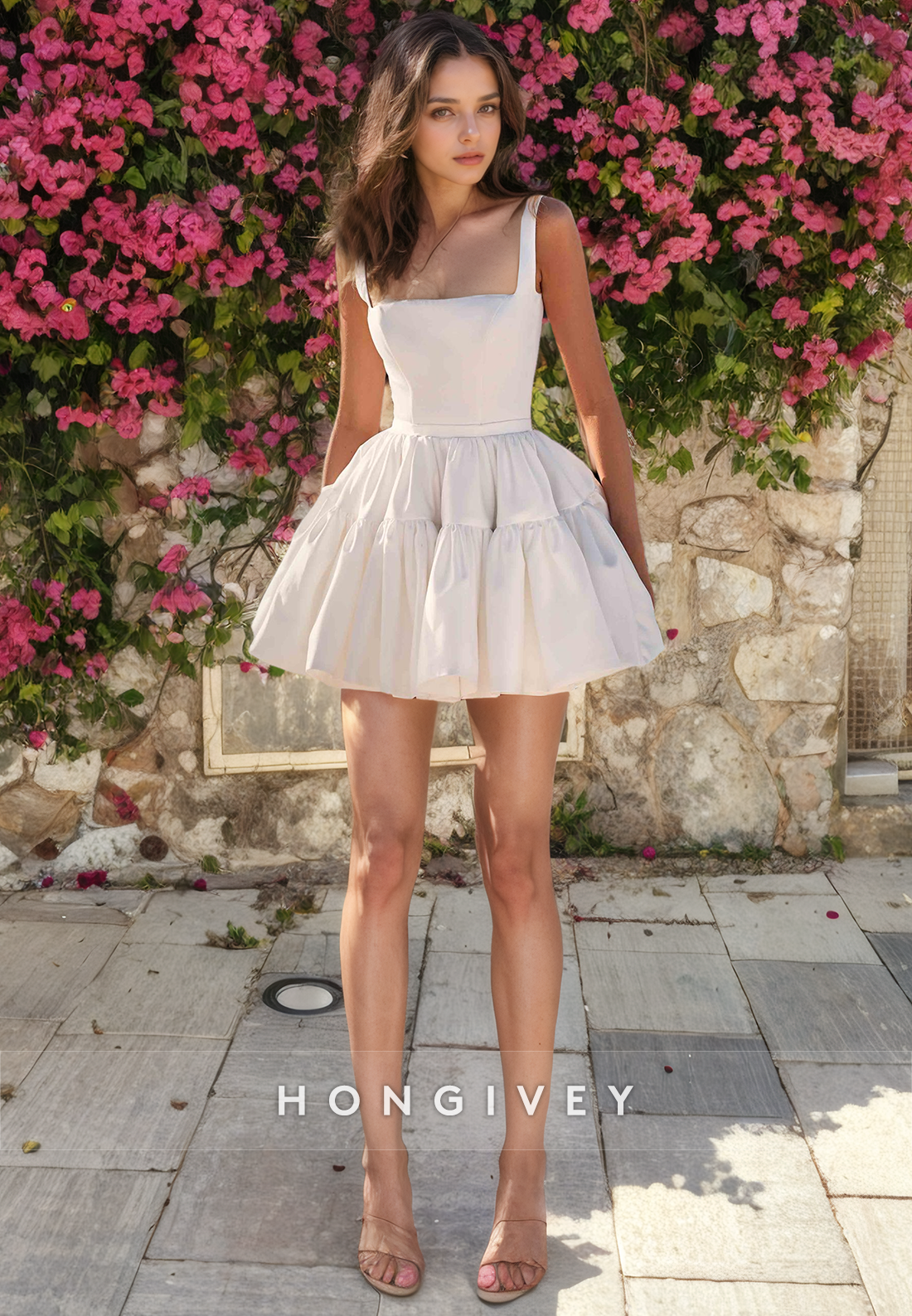 Simple Sweet Strap Princess Short Beach Wedding Dress Simple Sweet Strap Princess Short Beach Wedding Dress