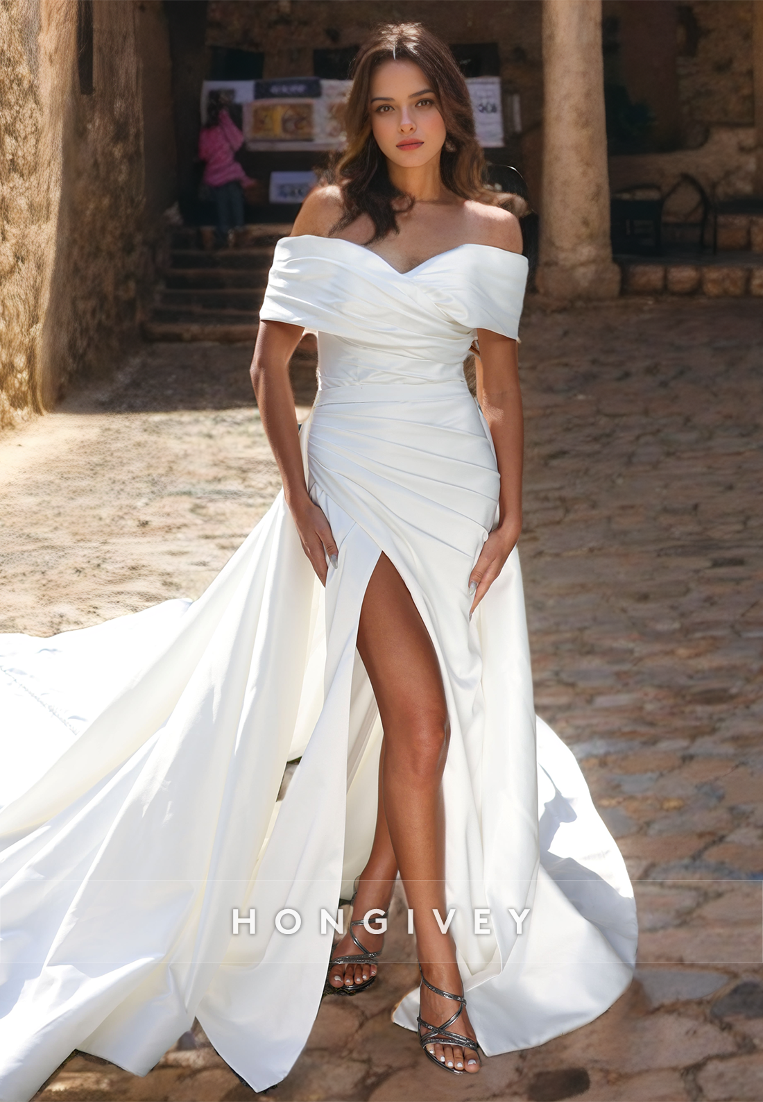Dress Vestidos Blancos Guess Sheath/Column Off-the-shoulder Satin Sweep Train Formal Dresses With Ruched Dress Vestidos Blancos Guess Sheath/Column Off-the-shoulder Satin Sweep Train Formal Dresses With Ruched