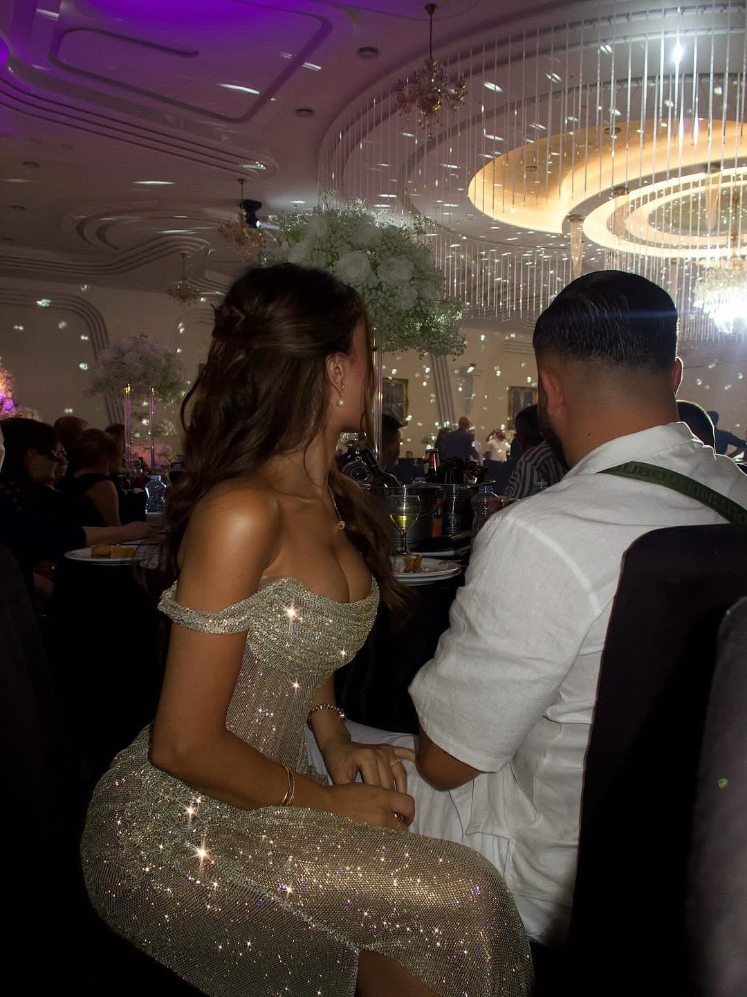 Glitter Off the Shoulder Mermaid Sparkle Floor-Lenght Prom Dress