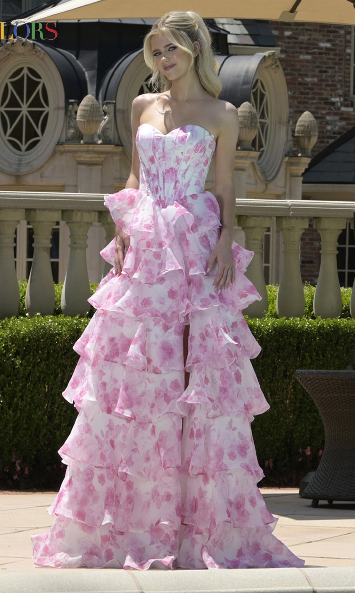 Strapless Long Ruffle Prom Gown: Colors Dress 3836