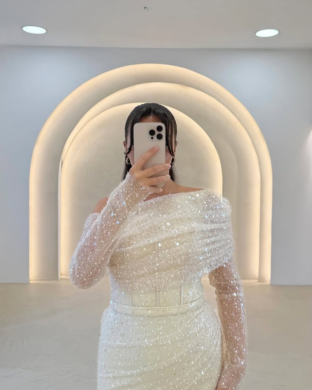 Lace Sequins Long Sleeve Mermaid Evening dress floor-Length