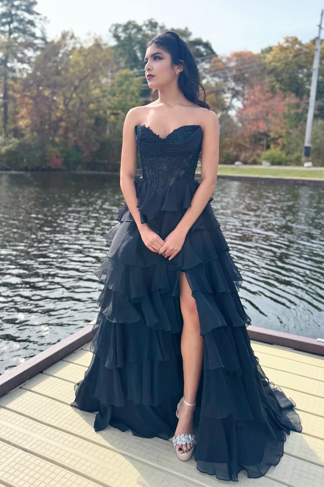 Blue Sweetheart Long A-line Dress