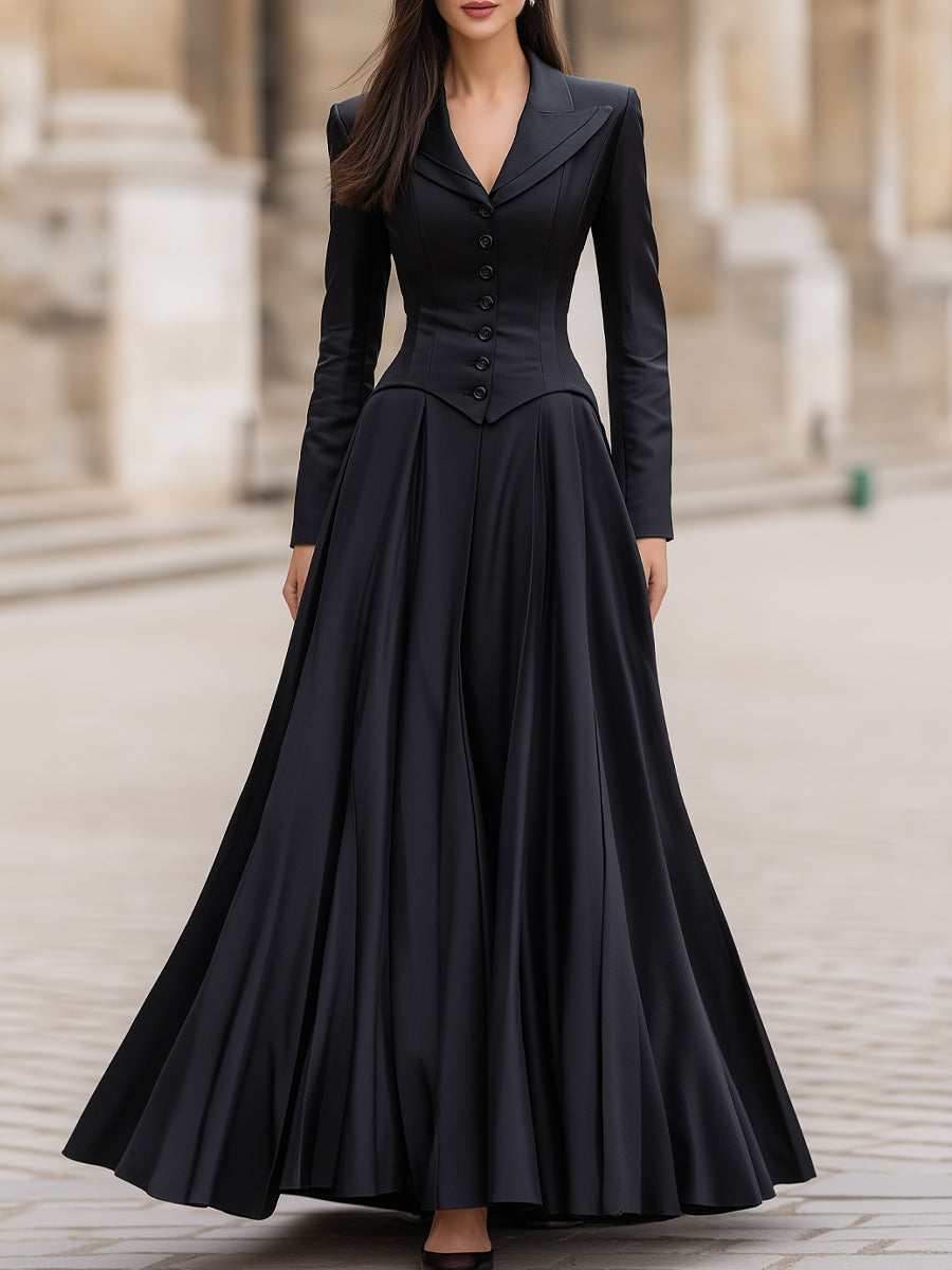 long sleeve tailored dress Elegant Waist Long-Sleeve Maxi Silver Silver Wedding Gown Ralph Lauren and long sleeves Style:Maxi Skirt
