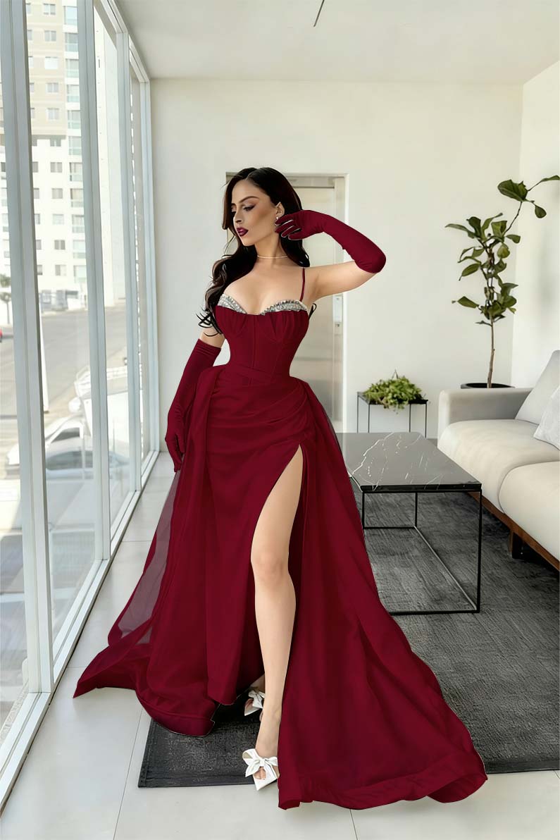 Stunning Sleeveless Sweetheart Bow Mermaid Prom Dress with Gloves