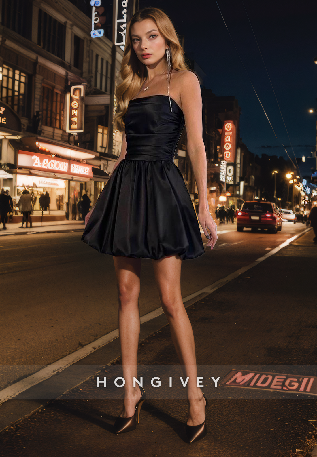 Satin A-Line Strapless Sleeveless Ruched Empire Short Homecoming Dress