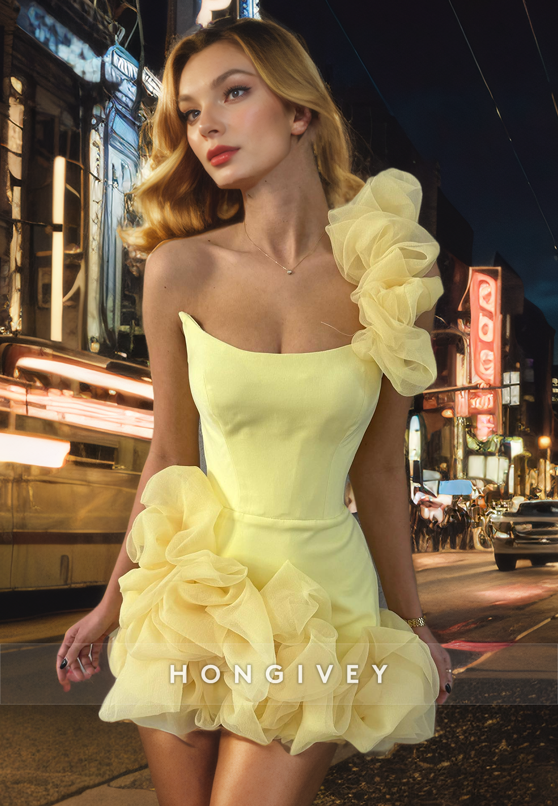 Satin A-Line One Shoulder Tulle Floral Embellished Party/Homecoming Dr Satin A-Line One Shoulder Tulle Floral Embellished Party/Homecoming Dr