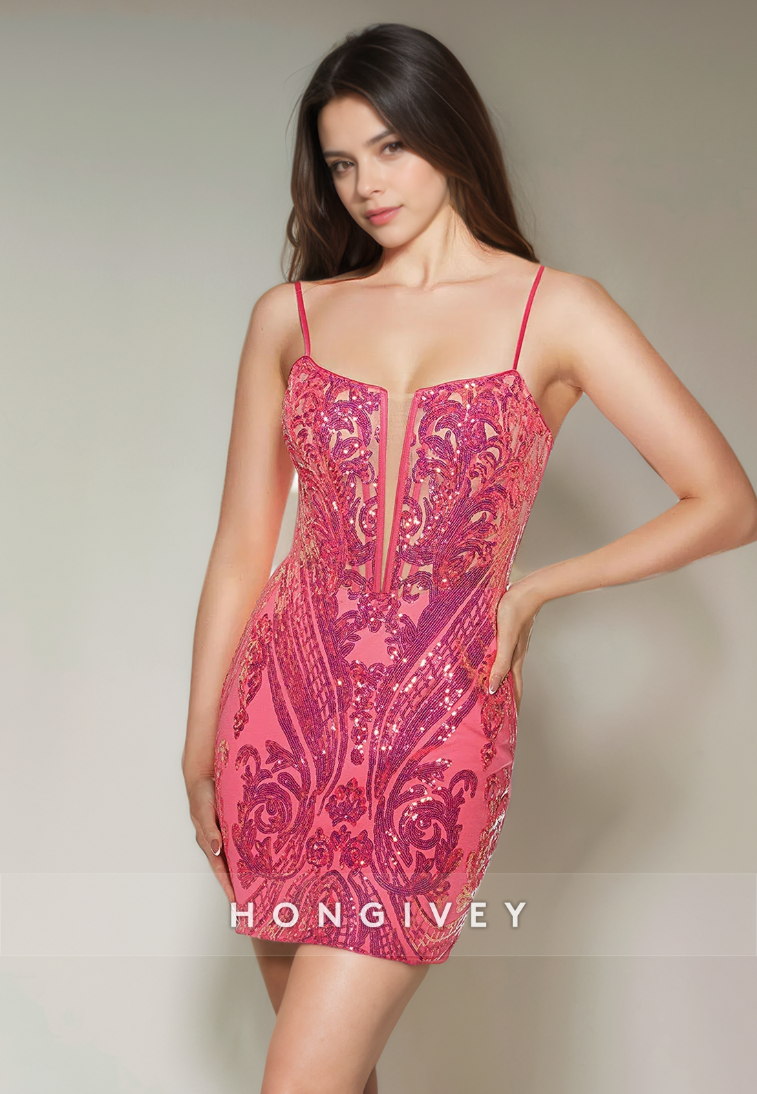 Glitter Fitted Spaghetti Straps Sequined Appliques Short Homecoming Dr Glitter Fitted Spaghetti Straps Sequined Appliques Short Homecoming Dr