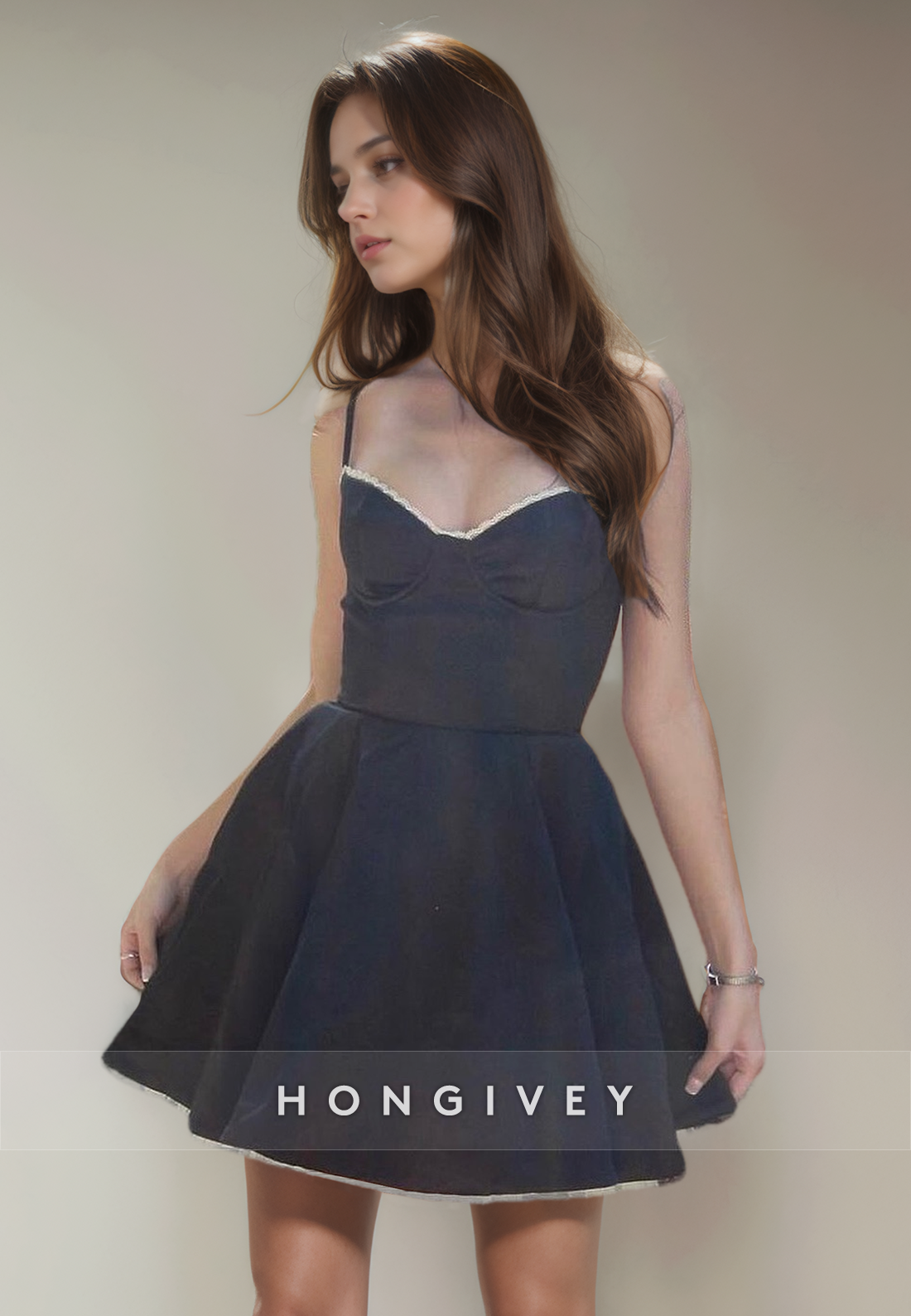 Casual Satin A-Line V-Neck Spaghetti Straps Short Party Homecoming Dre Casual Satin A-Line V-Neck Spaghetti Straps Short Party Homecoming Dre