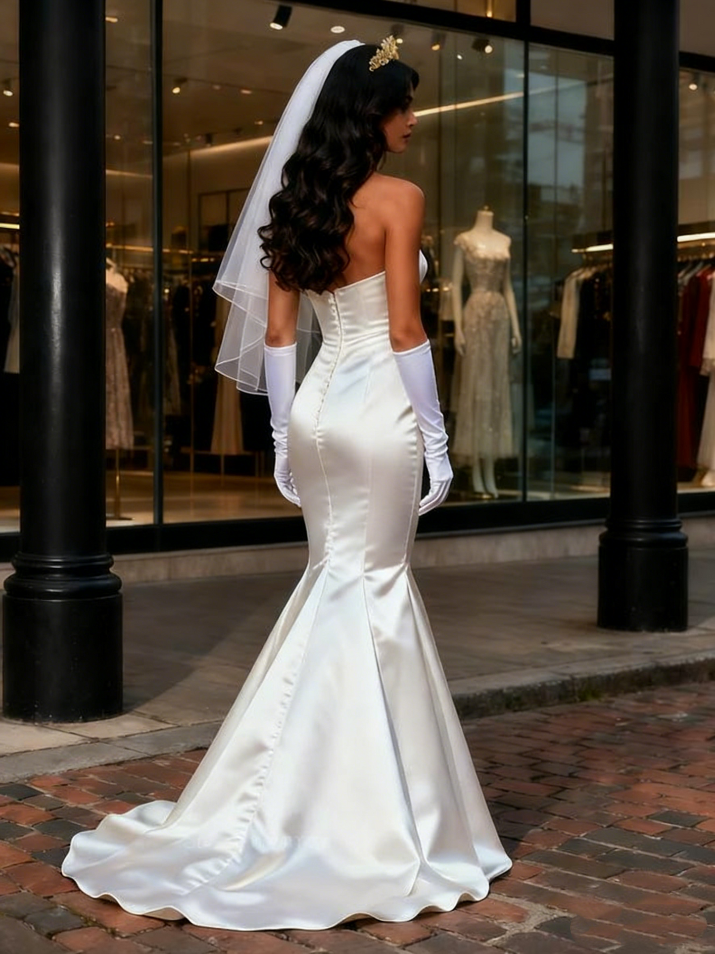 Satin Trumpet Mermaid Sweetheart Simple Wedding Dress