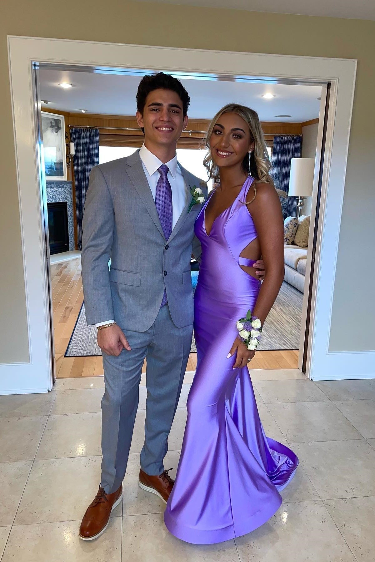 V Neck Blue Mermaid Prom Dresses Sleeveless Long Formal Dress