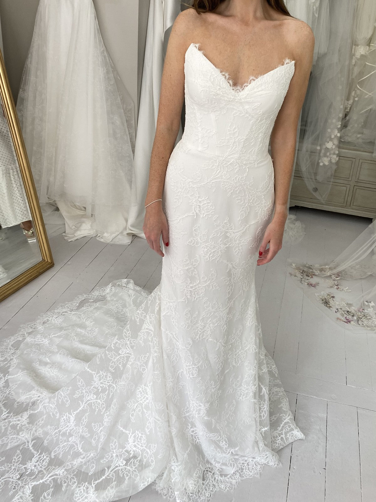 Mermaid V Neck Lace Long Wedding Dresses, Elegant Wedding Dress