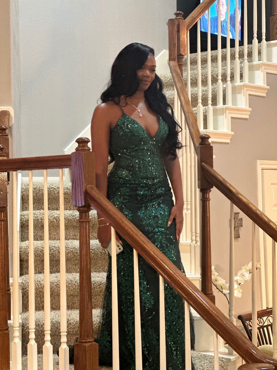 Glitter Mermaid Spaghetti Straps Dark Green Sequin Lace Evening For Women Party Dresses Long Formal Prom Dress 18th Birthday Gown AB1264