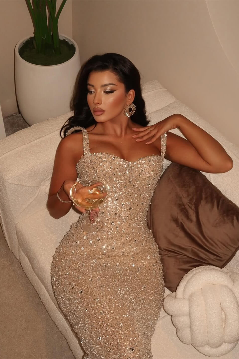 Sweetheart Straps Sleeveless Mermaid Prom Dress Long With Sequins Beads