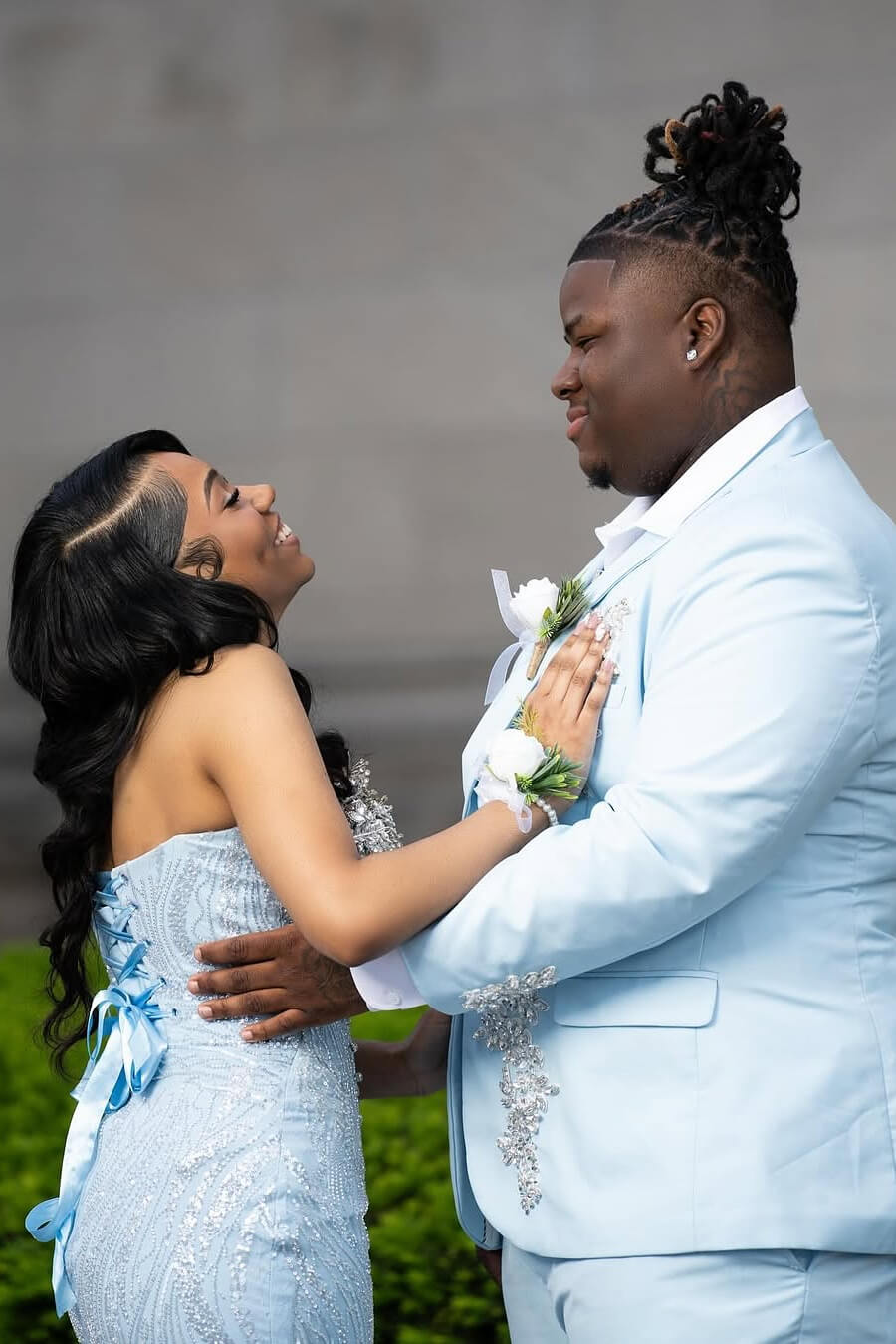 Baby Blue Sweetheart Mermaid Prom Dress Long With Beadings Lace-up Back