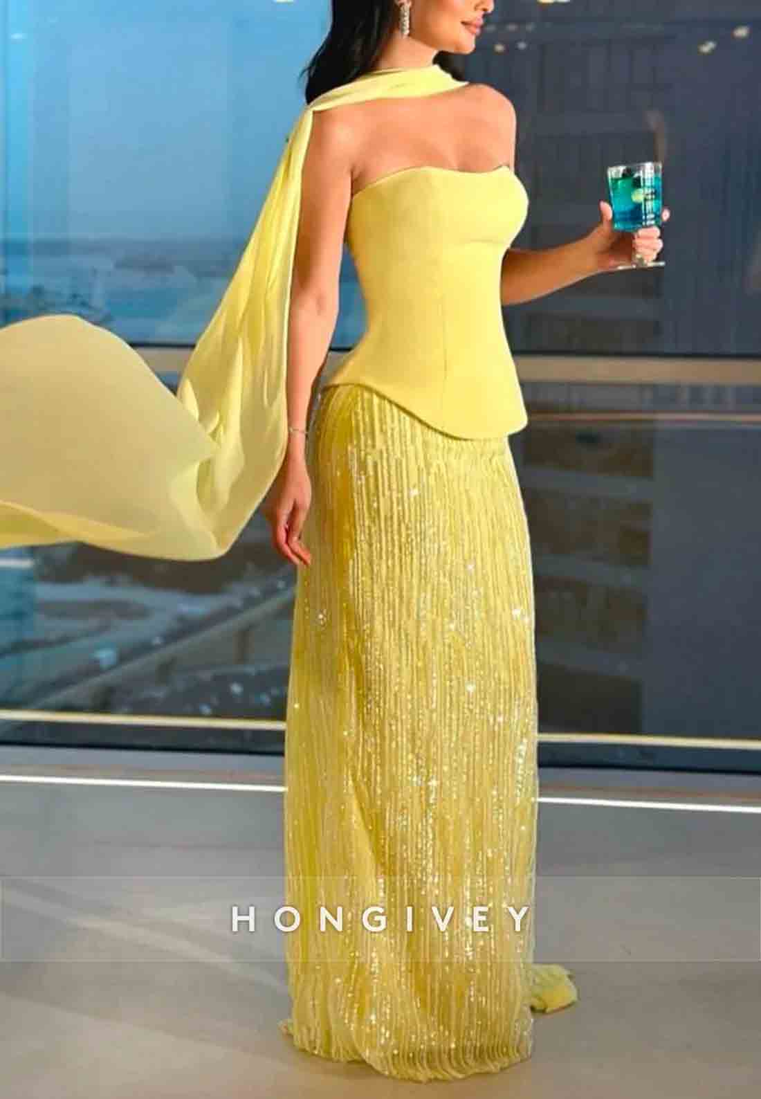 Elegant Sleeveless Sheath Strapless Halter Floor-Length Evening Gowns