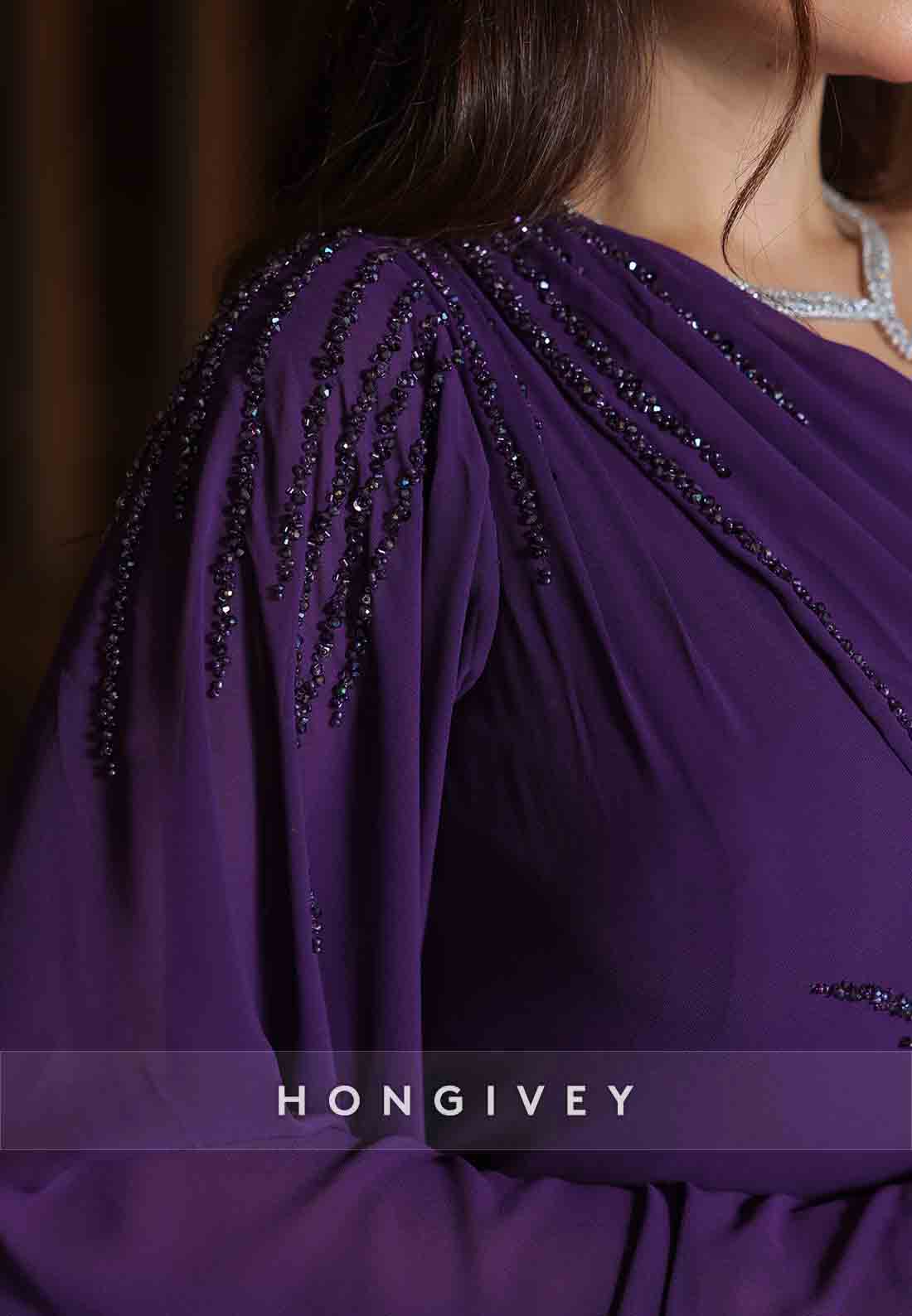 One shoulder Side Draping Floor-Length Asymmetrical Evening Gowns