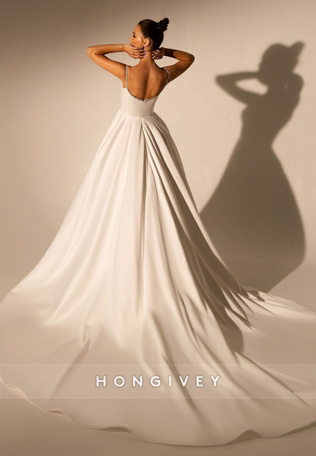 Elegant Pleated Regular Straps Simple Satin Empire Wedding Dresses