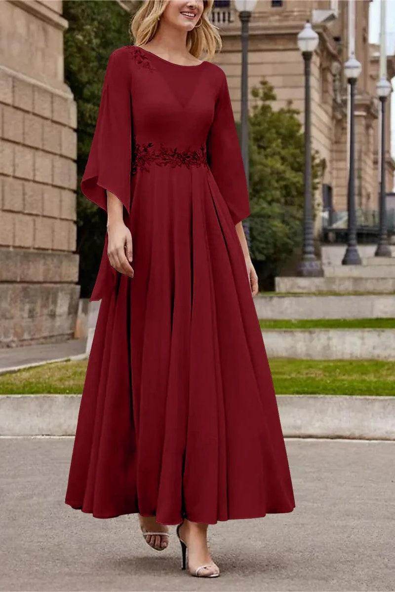 A Line Princess Jewel Neck Ankle Length Sequins Mother Dresses