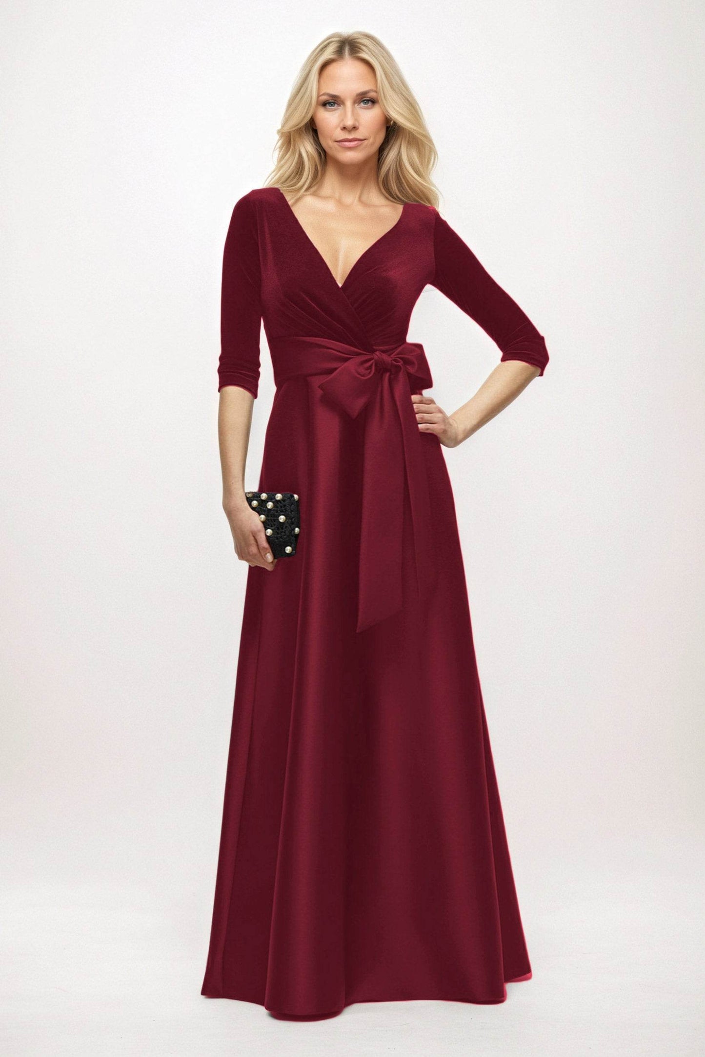 A-Line Maxi Velvet Satin Mother of the Bride Dresses