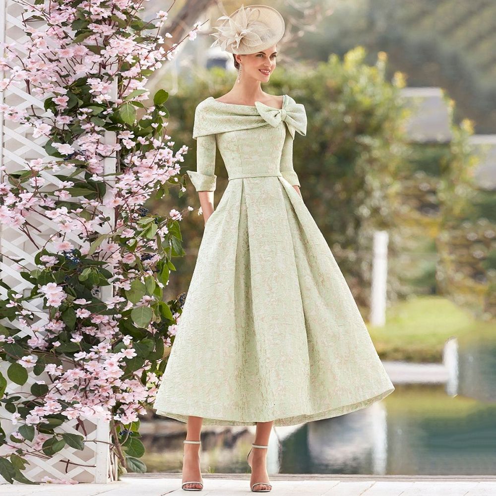 HM153 - Sexy Satin A-Line Asymmetrical Empire 3/4 Sleeves Bowknot With HM153 - Sexy Satin A-Line Asymmetrical Empire 3/4 Sleeves Bowknot With
