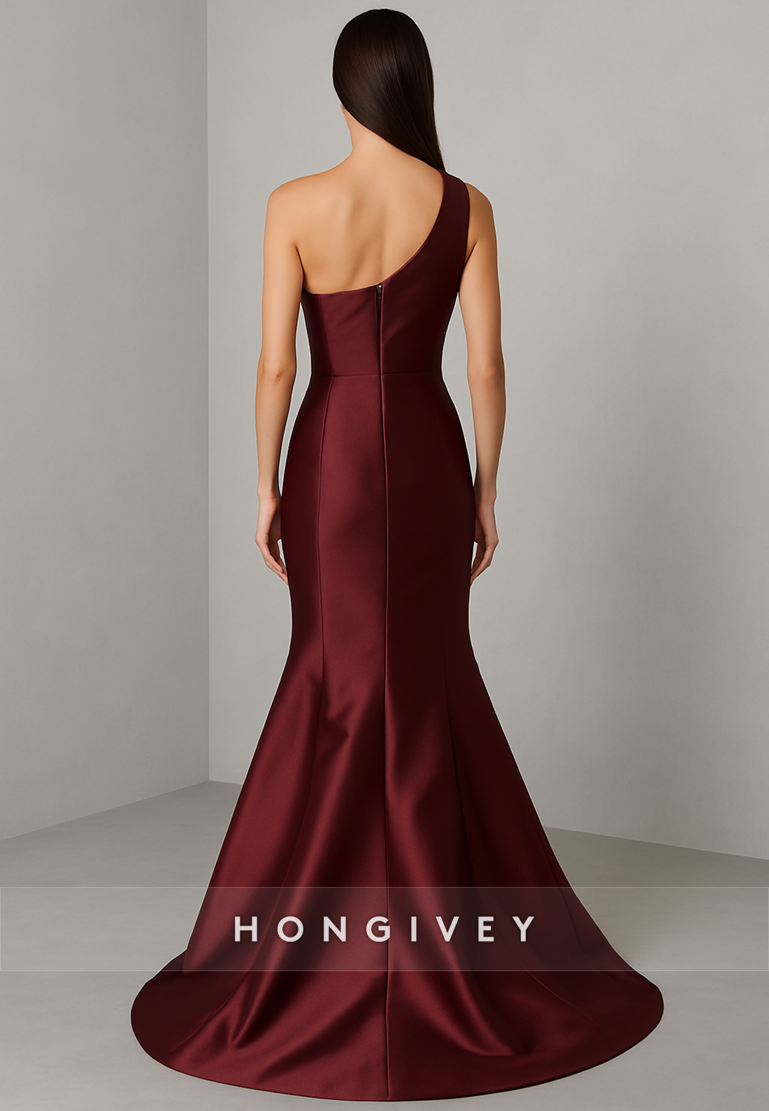 One Shoulder Floor-Length Mother of the Bride Dresses Mermaid Sleeveless Pleated Satin Evening Gowns