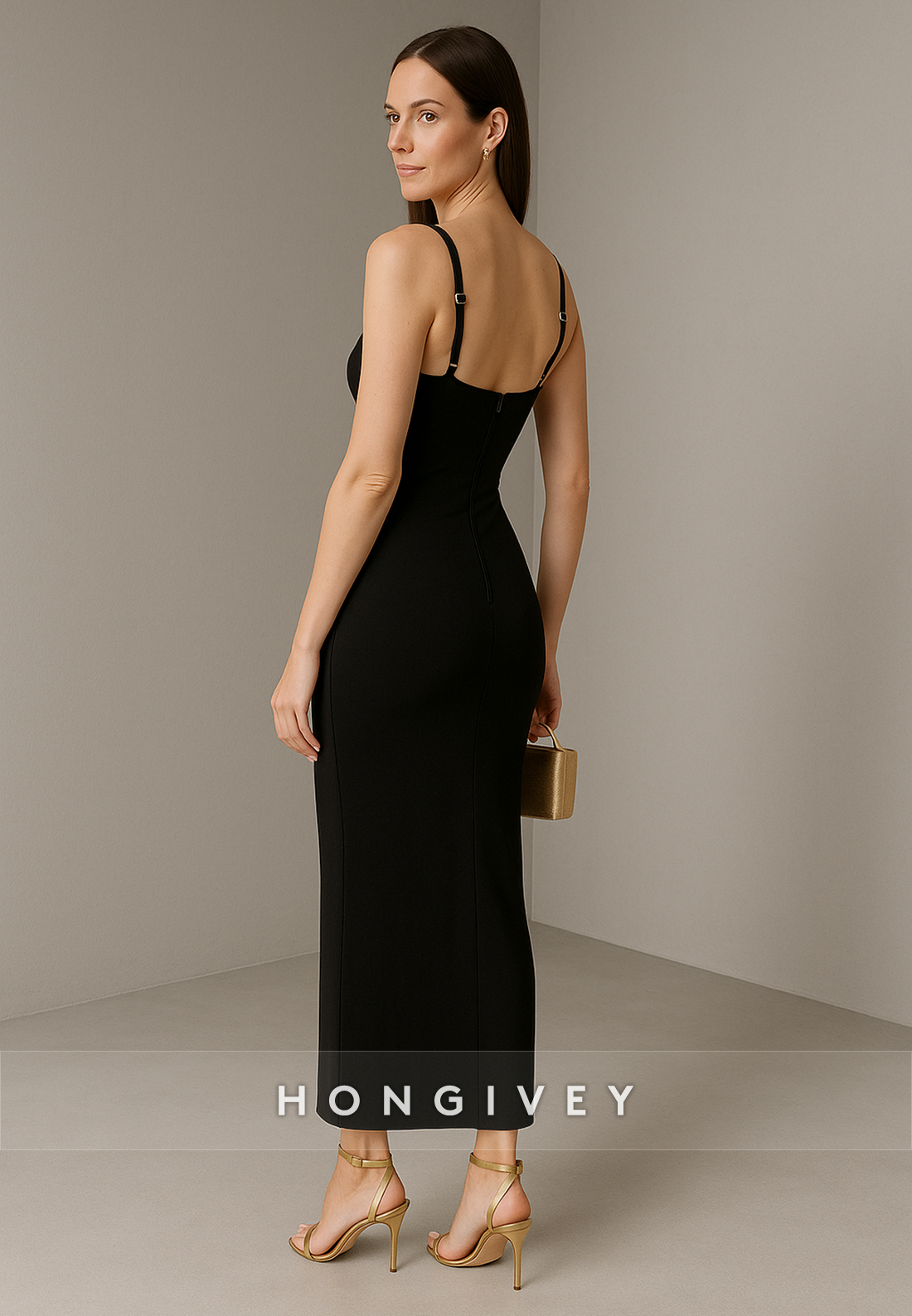 Sleeveless Regular Straps Low Back Ankle-Length Sweetheart Column Evening Gowns