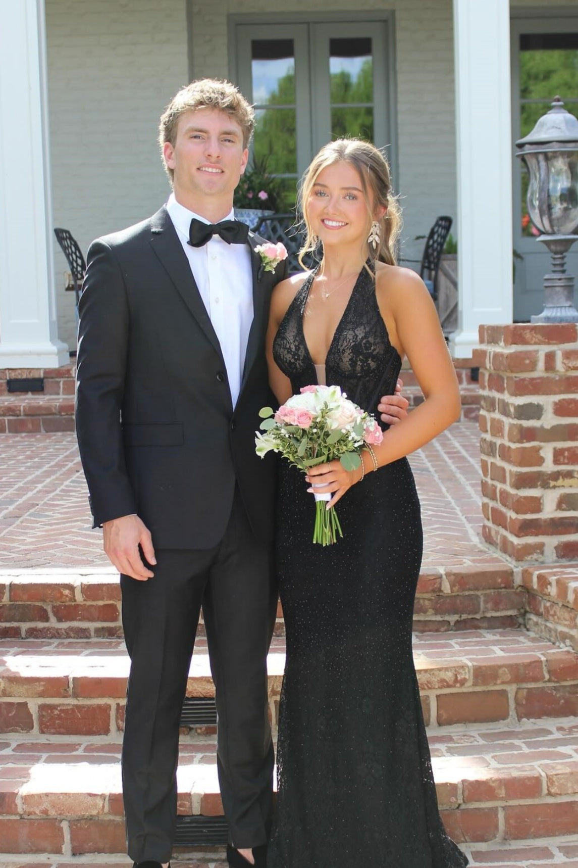 Black Halter Lace Mermaid Full-Length Dress