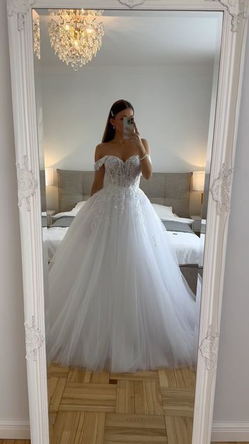 Ethereal Wedding Dress Ball Gown Off The Shoulder Tulle White Wedding Ethereal Wedding Dress Ball Gown Off The Shoulder Tulle White Wedding