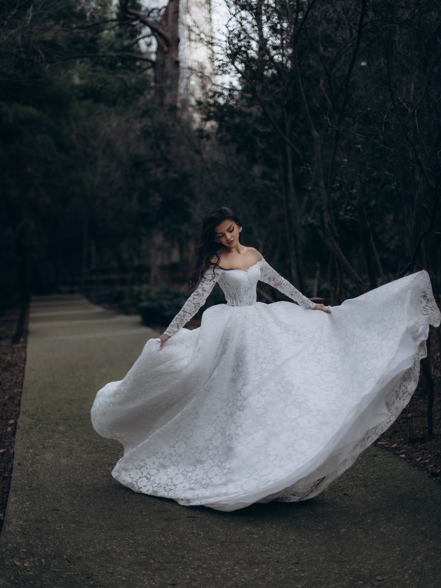 Lace Off the Shoulder Long Sleeve A-Line Floor-Length Wedding Dress