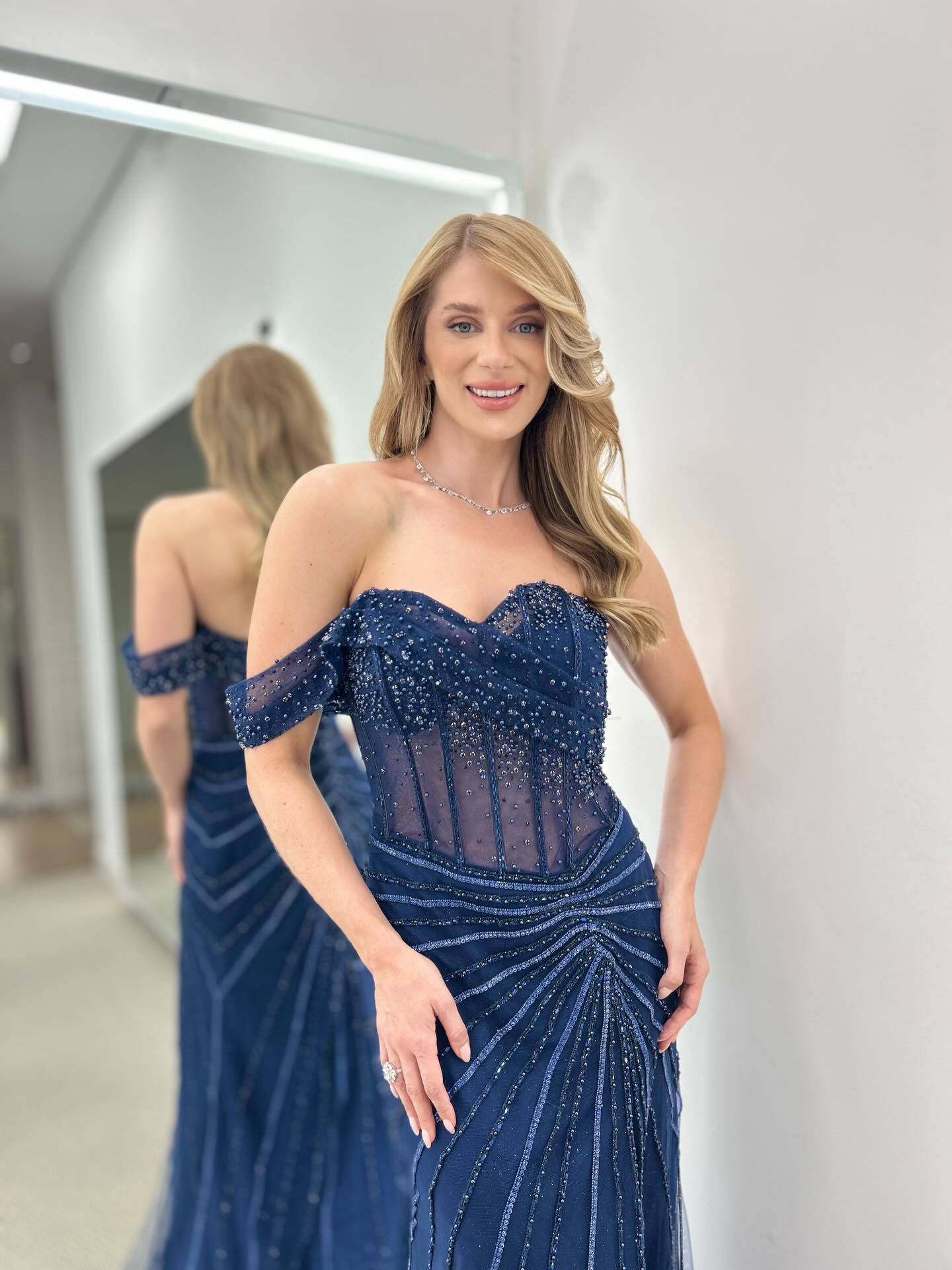 One Shoulder Sleeveless Beaded Sheer Mermaid Prom Dress