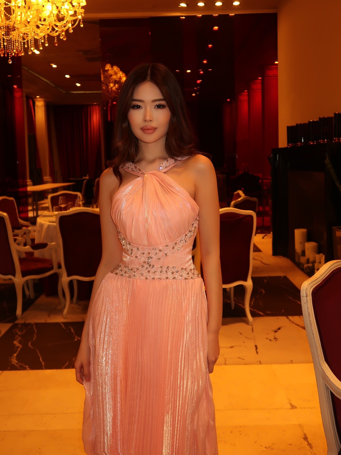 Fashion Beaded Sleeveless Backless A-Line Evening Dress