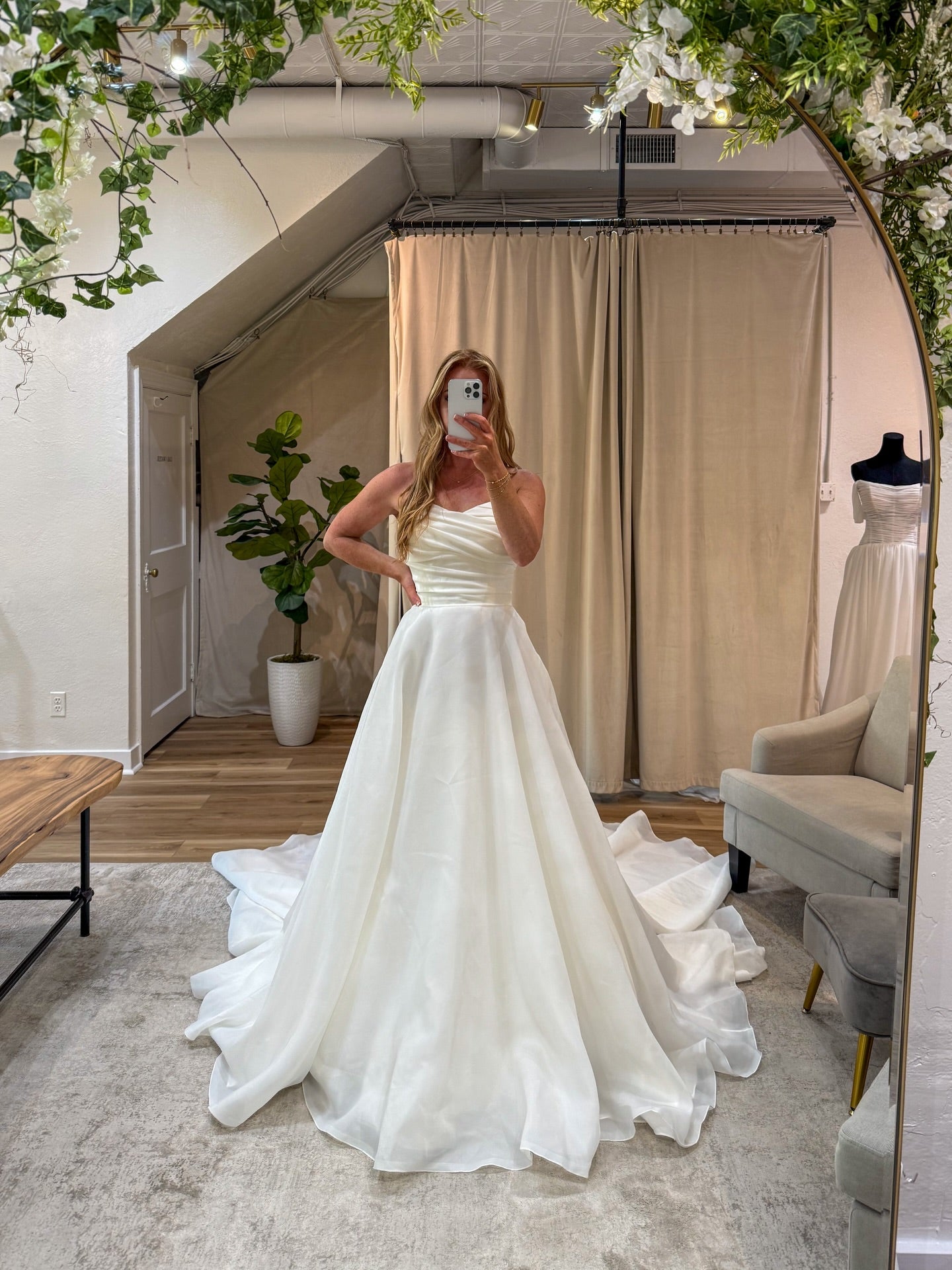 Off the Shoulder Ruffles Sleeveless A-Line Floor-Length Wedding Dress