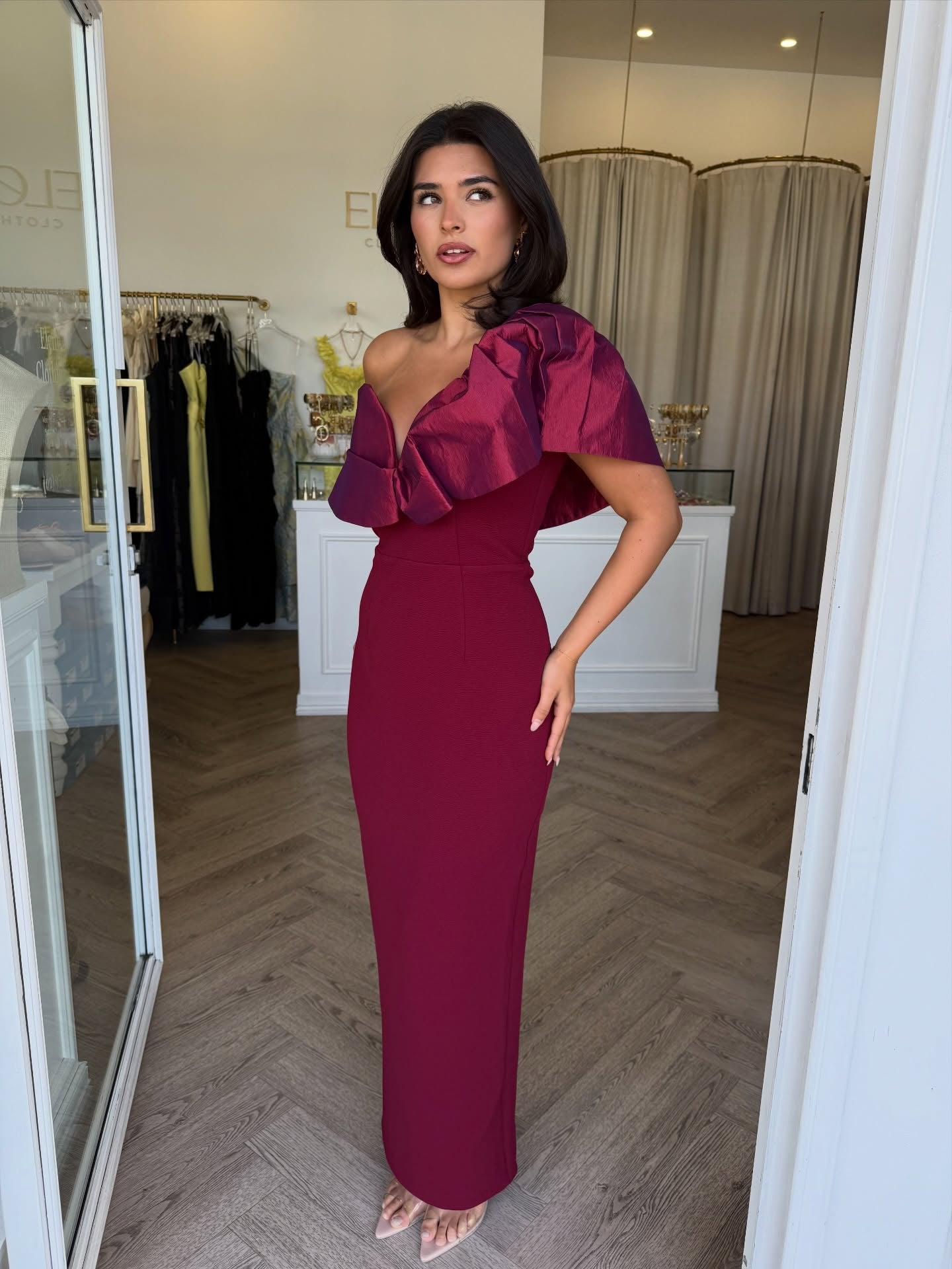 One Shoulder Sleeveless Ruffles Mermaid Ankle-Length Evening Dress