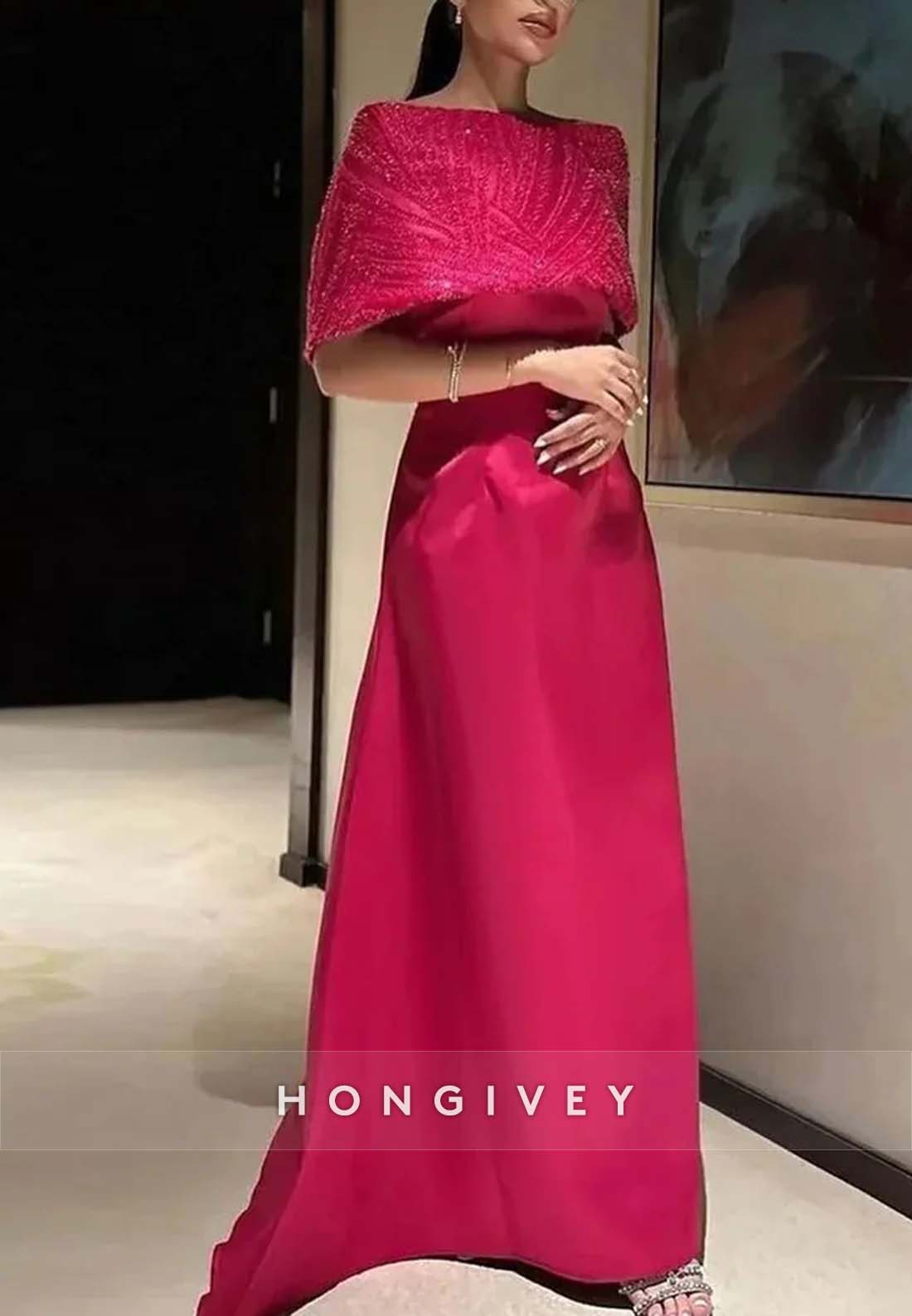 Floor-Length Pleated Mother of the Bride Beading A-line Shawl Evening Floor-Length Pleated Mother of the Bride Beading A-line Shawl Evening