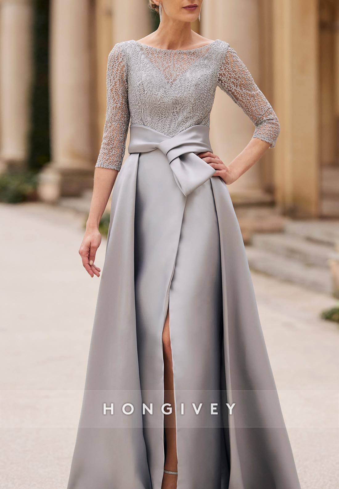 three floor pleat dress Long A Line Formal Pleated Dress MGNY Madeline Gardner New York 21792
