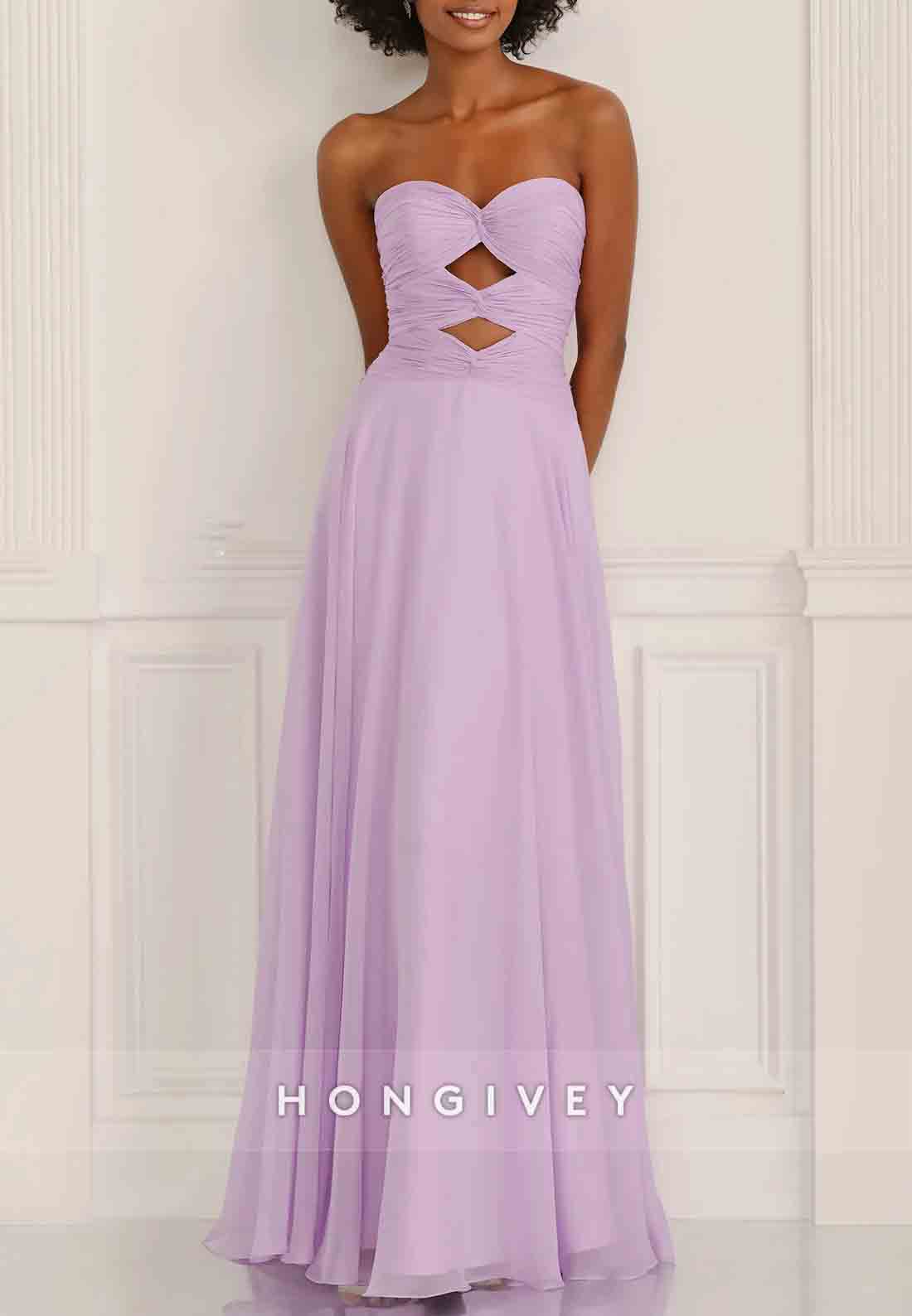 Simple Sweetheart A-Line Strapless Floor-Length Empire Prom Dresses