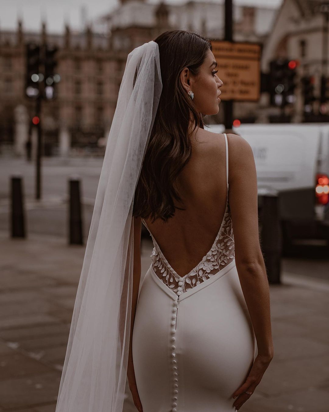 Sexy Satin Fitted V-Neck Straps Empire Appliques With Train Beach Wedding Dress