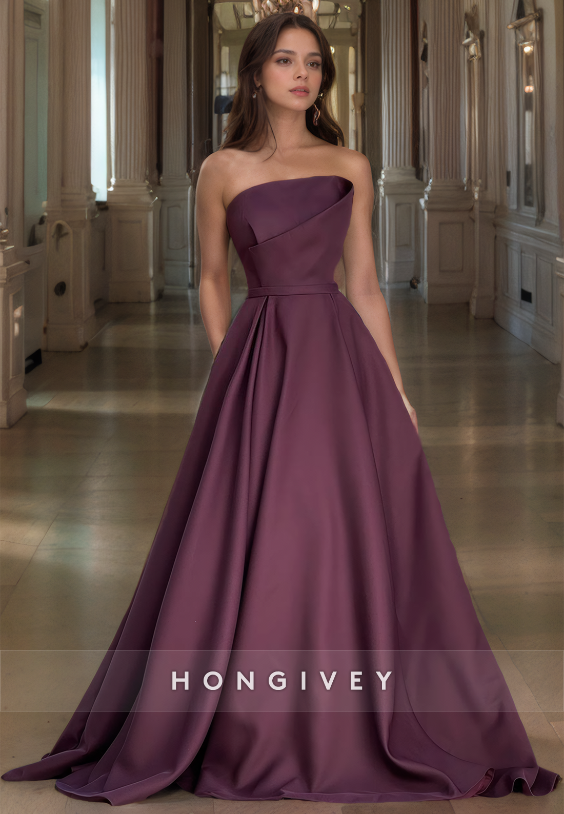 Elegant A-Line Cabernet Sleeveless Prom Gown Floor Length Draped Forma Elegant A-Line Cabernet Sleeveless Prom Gown Floor Length Draped Forma