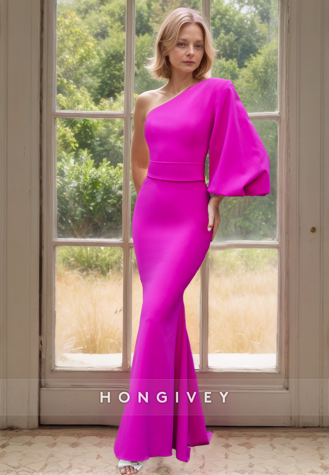 HONGIVEY Elegant One Shoulder Mermaid Mother of the Bride/Groom Dress HONGIVEY Elegant One Shoulder Mermaid Mother of the Bride/Groom Dress