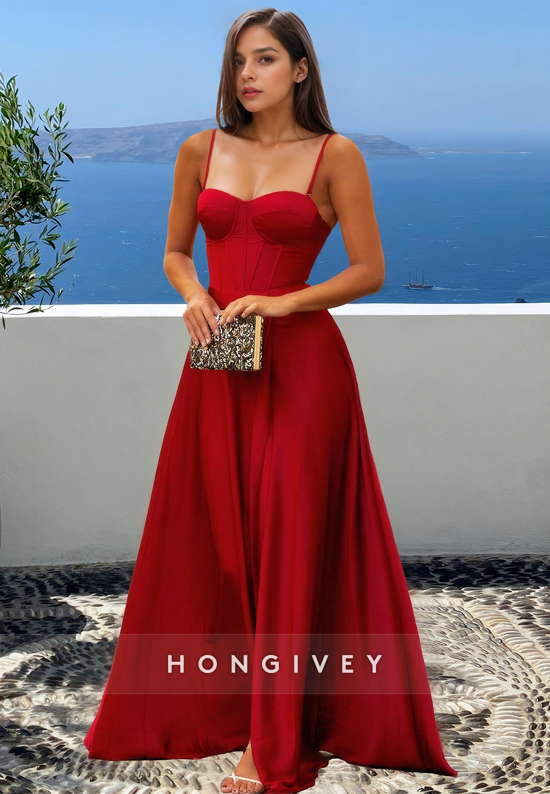 HONGIVEY Straps Sweetheart A-Line Prom Dress Homecoming Party Dress Ba HONGIVEY Straps Sweetheart A-Line Prom Dress Homecoming Party Dress Ba